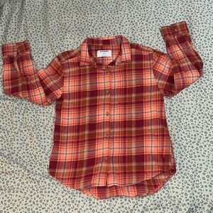 Old Navy Kids Plaid Flannel Button-Down Shirt - Red and Tan